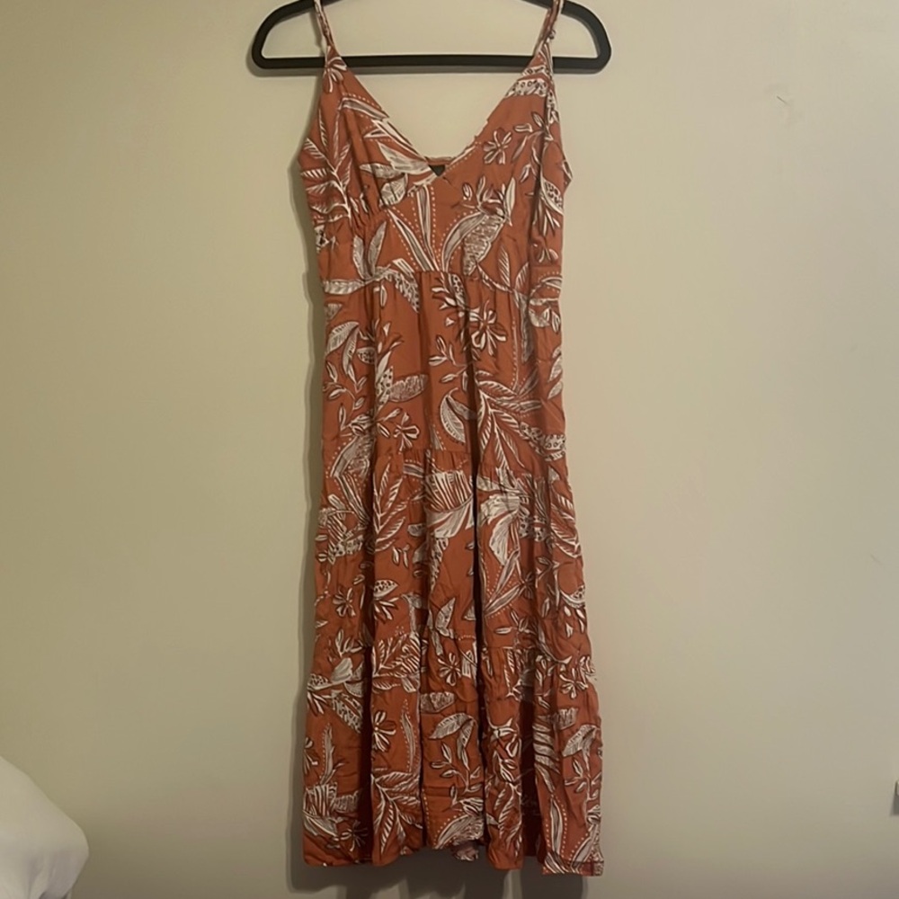 Floral Print Dress in Rust and White